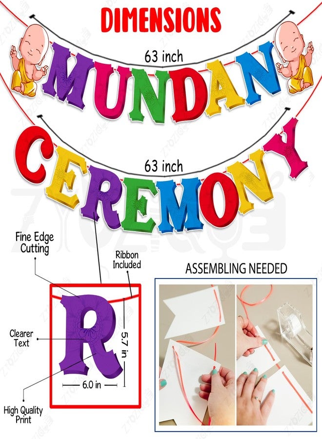 Zyozique® Mundan Ceremony Decorations Item for Kids | Mundan Ceremony Paper Banner & Photo Booth Props | My First Hair Cut Theme Decorations (Pack of 20) - Image 3